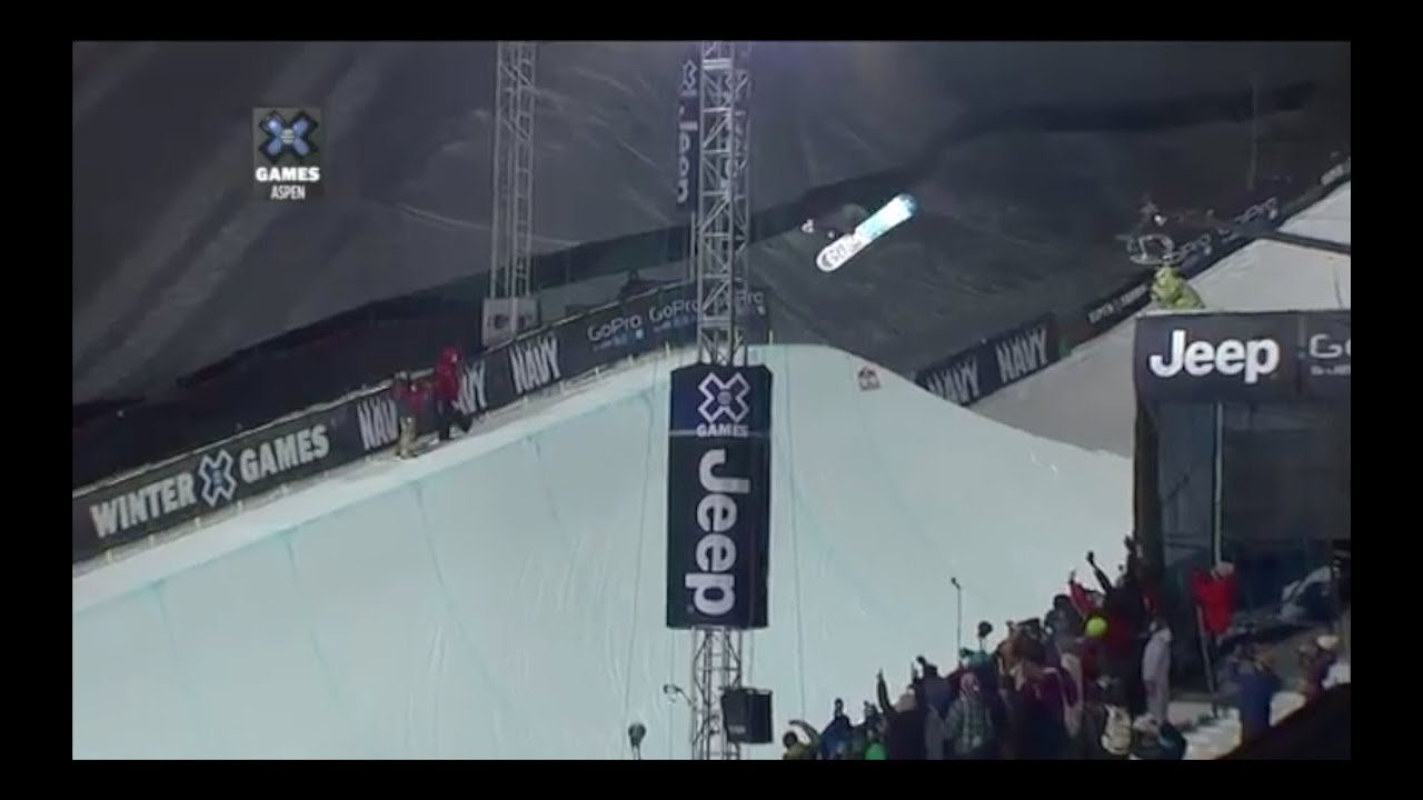 Shaun White flippin' on the halfpipe..amazing height and