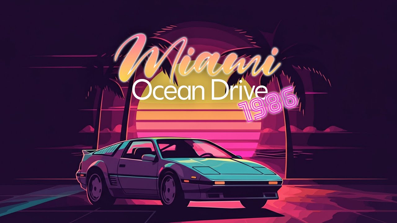 Miami Ocean Drive 1986 – Synthwave Skies & Sunset Engines