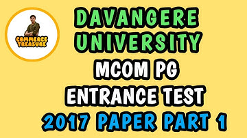 MCOM PG ENTRANCE Test 2017 Davangere University part 1. Helpful for all commerce exams.