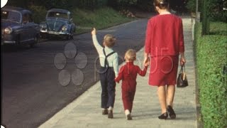 Family Walk Vintage 8 Mm Amateur Film. Stock Footage