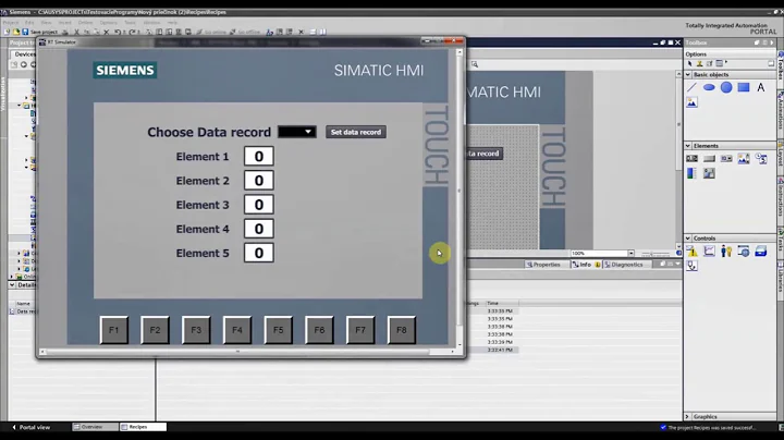 Siemens TIA Portal HMI/PLC tutorial - Recipes (Basic Example 1/2)