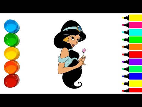 How To Draw Jasmine Princess Easy Coloring Jasmine From Disney Cartoons Myhobbyclass Com Learn Drawing Painting And Have Fun With Art And Craft