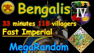 Bengalis (MegaRandom) 33 minutes 118 villagers Bloom build order tutorial