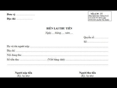 Video Hướng dẫn tạo lập BIÊN LAI THU TIỀN mẫu số 06 Thông tư... - youtube