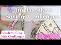 Tiny tuesday cash stuffing savings challenges  happy mail  freebie 