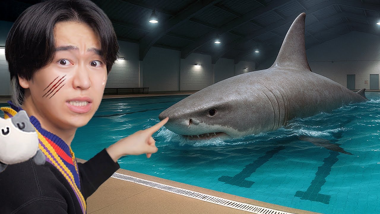 巨大な『人喰いサメ』がいるプールに入ったら大変なことになった...