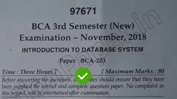 [2018] Mdu BCA 3rd Sem Database System Question Paper #MduQuestionPaper