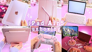 iPad Air 5 (Pink) unboxing + accessories ✨gaming 🎮 playing Genshinimpact