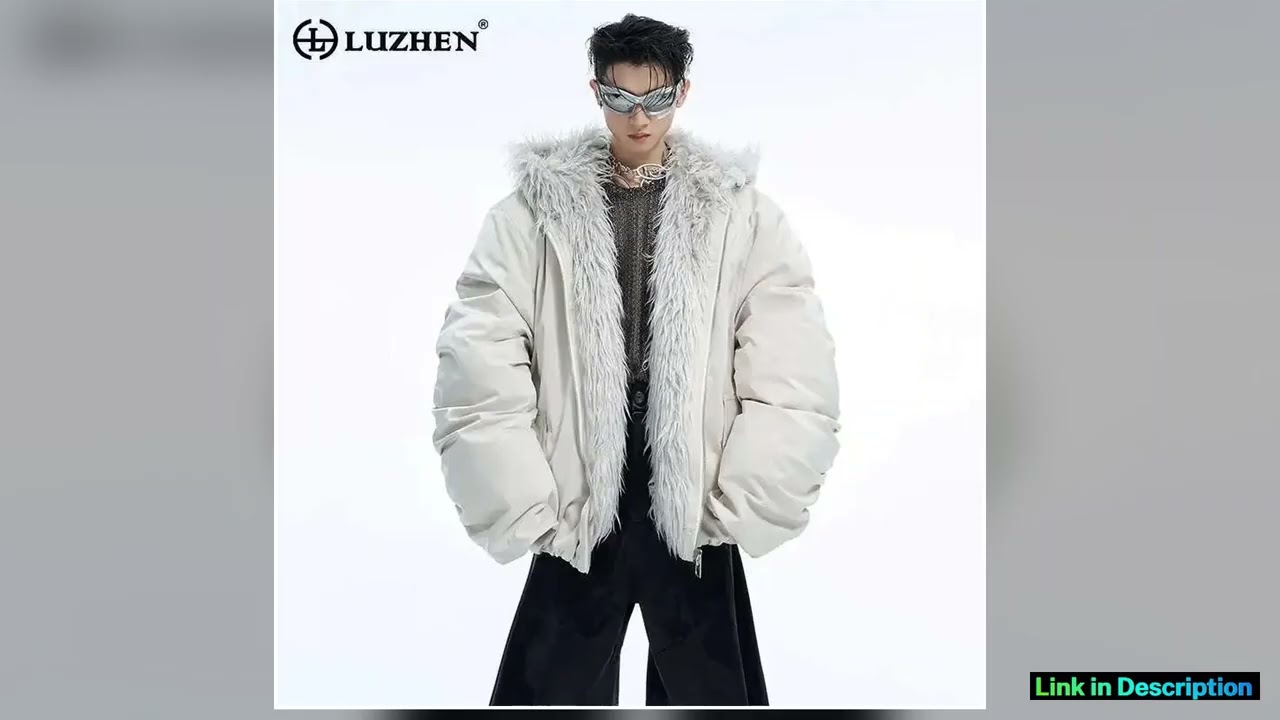 LUZHEN Winter Hooded Cotton Coat Casual Solid Color Faux Fur Patchwork Design Personalized Warm Sho