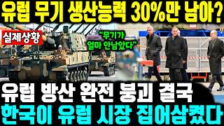 유럽 방산 완전 붕괴 결국한국이 유럽 시장 집어삼켰다! ㅣ 유럽 무기 생산능력 30%만 남아? ㅣ NATO도 인정 유럽 무기 없어서 한국에 빌붙는 상황