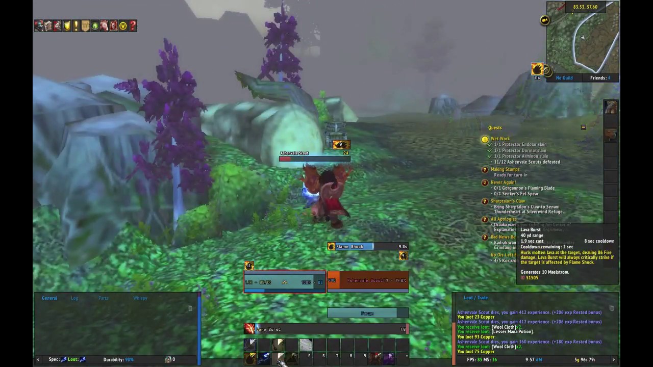 World of Warcraft - shaman Furyn - Splintertree post quest hub 06 - YouTube