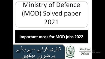 Ministry of defence (MOD) sub inspector solved paper |MOD paper past paper| Mod paper| mod jobs 2022