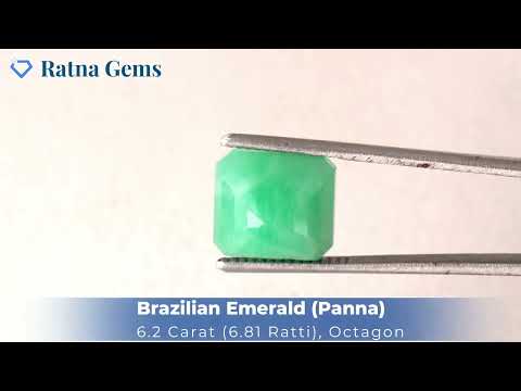 Product Video for: Brazilian Emerald 6.2 Carat (6.81 Ratti) Panna Stone — Sapota