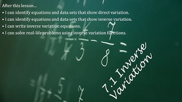 Algebra 2 07.1 Inverse Variation
