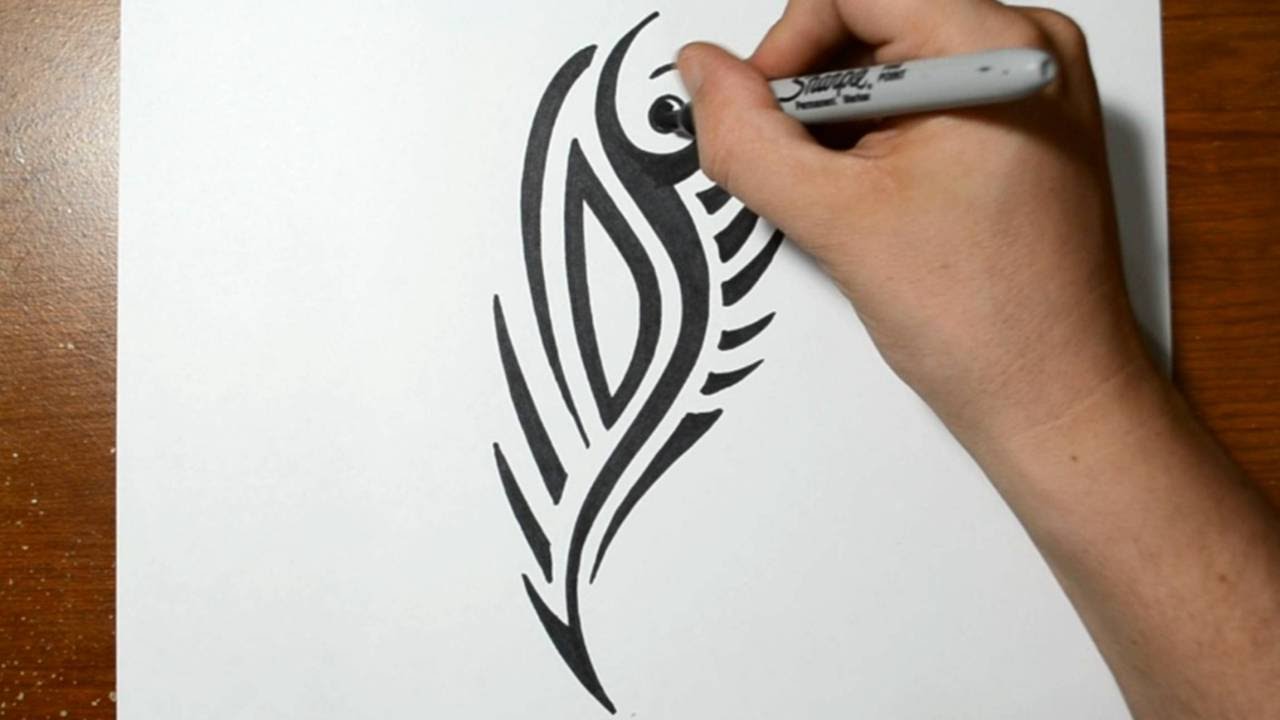 How to Draw a Cool Tribal Tattoo Design - Sketch 1 - YouTube