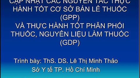 Thực hành tốt cơ cở bán lẻ thuốc