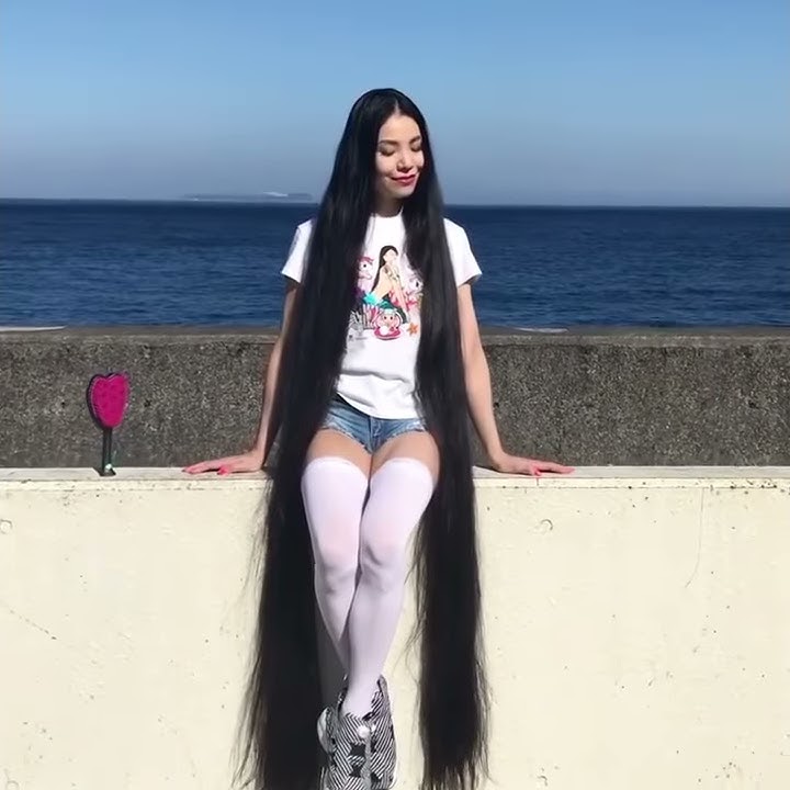 Long hair Tiktok  - real Rapunzel walking to the sea