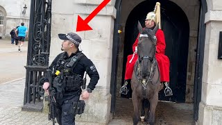 Armed Officer SWIFTLY Prompted About Chanting People Approaching Horse Guards