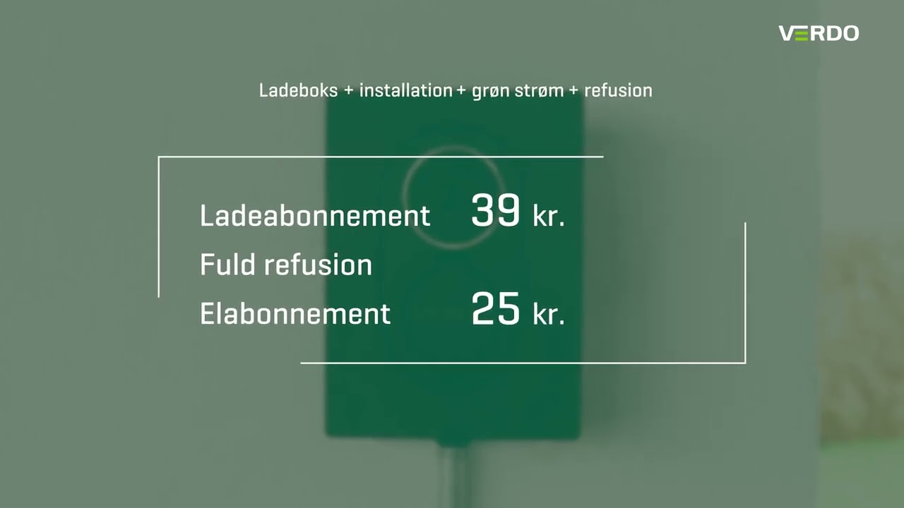 Verdo ladeboks + installation + grøn strøm + refusion af elafgift