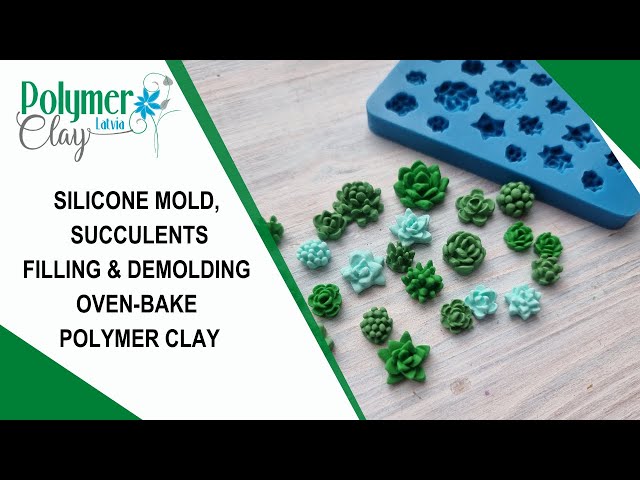 Silicone mold, small succulents. Filling & demolding with oven-bake polymer  clay 