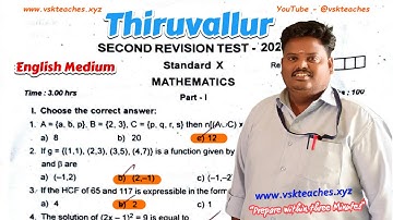 10th Maths Second Revision 2024 Original Question Paper with Official Answer Key Thiruvallur