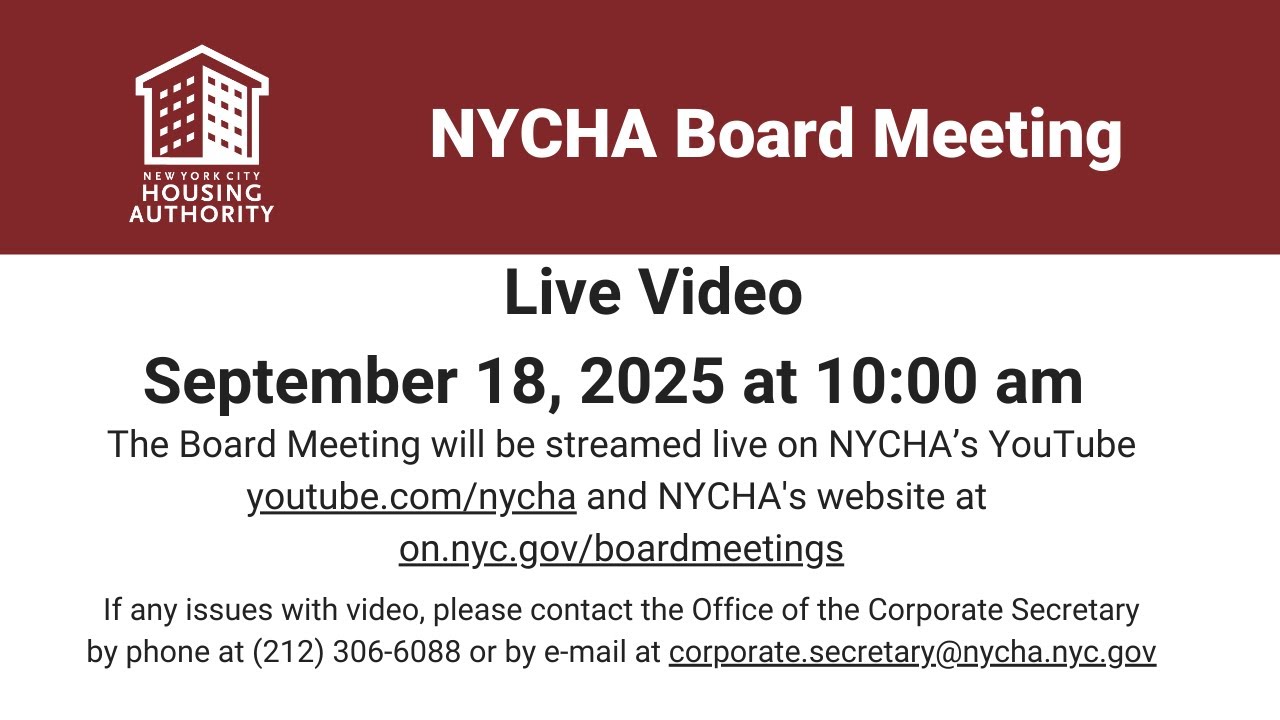 New York City Housing Authority Board Meeting  - September 18, 2025 at 10:00am