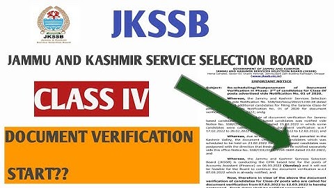 CLASS IV 2nd LIST DOCUMENTS VERIFICATION START|JKSSB CLASS IV DOCUMENTS VERIFICATION