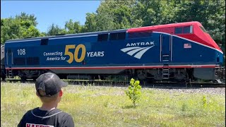 TRAIN TRACKERS #33  -  AMTRAK 50 YEAR ANNIVERSARY ENGINE / NORTHERN SKY CHARTER TRAINS