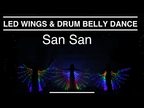 LED WINGS and DRUM BELLY DANCE. HD.