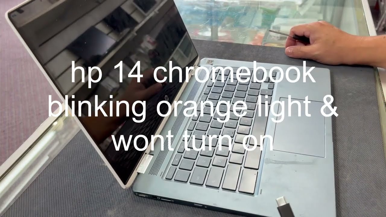 hp 14 chromebook blinking orange lights. solved