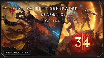 Diablo III - Season 34 Raiment Generator GR 144 | No Deaths | Monk Build [144 FPS]