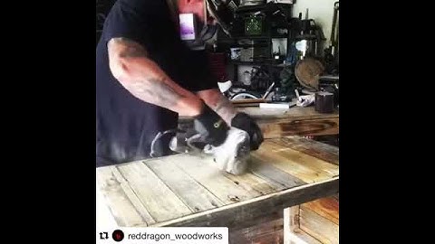 Reclaimed barn wood table using the Porter Cable Restorer