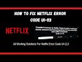 How to fix netflix error code ui113  smart tv roku fire tv stick