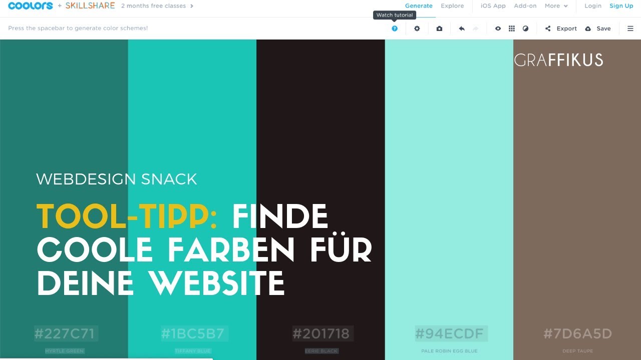 Finde Coole Farben Fur Website Mit Coolors Generator