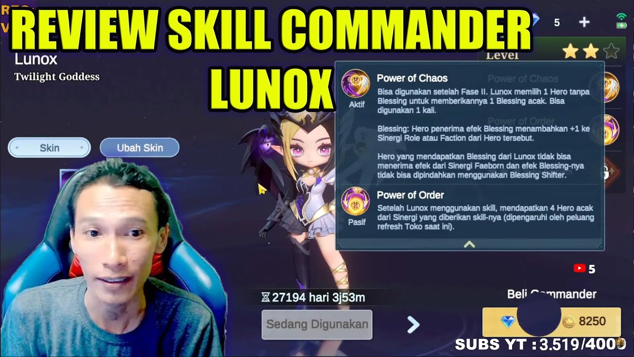 REVIEW COMANDER LUNOX PENGGANTI RYA DI ADVANCED SERVER  