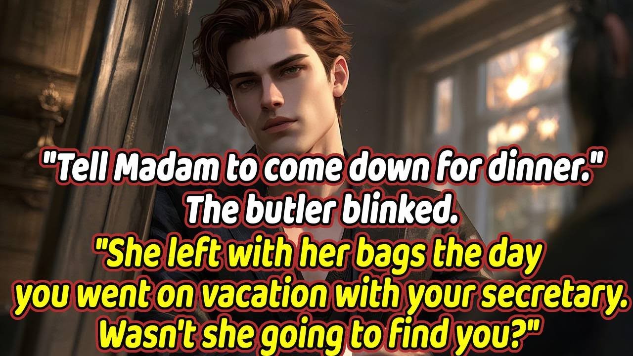 ”Tell Madam to come down for dinner.””The butler blinked.”She left with her bags the day...