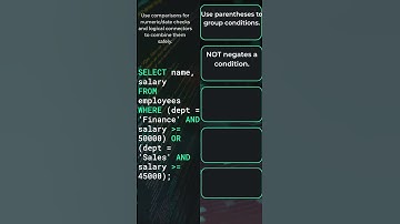 Comparison & Logical Operators — Using =, , , AND, OR, NOT #coding #databaseconcepts #programming