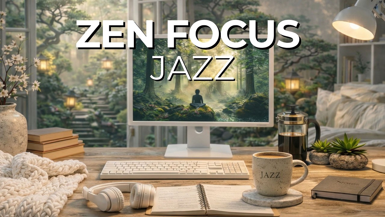 Deep Focus Jazz ☕ Bonsai Workspace | Calm Productivity Music for Work & Study