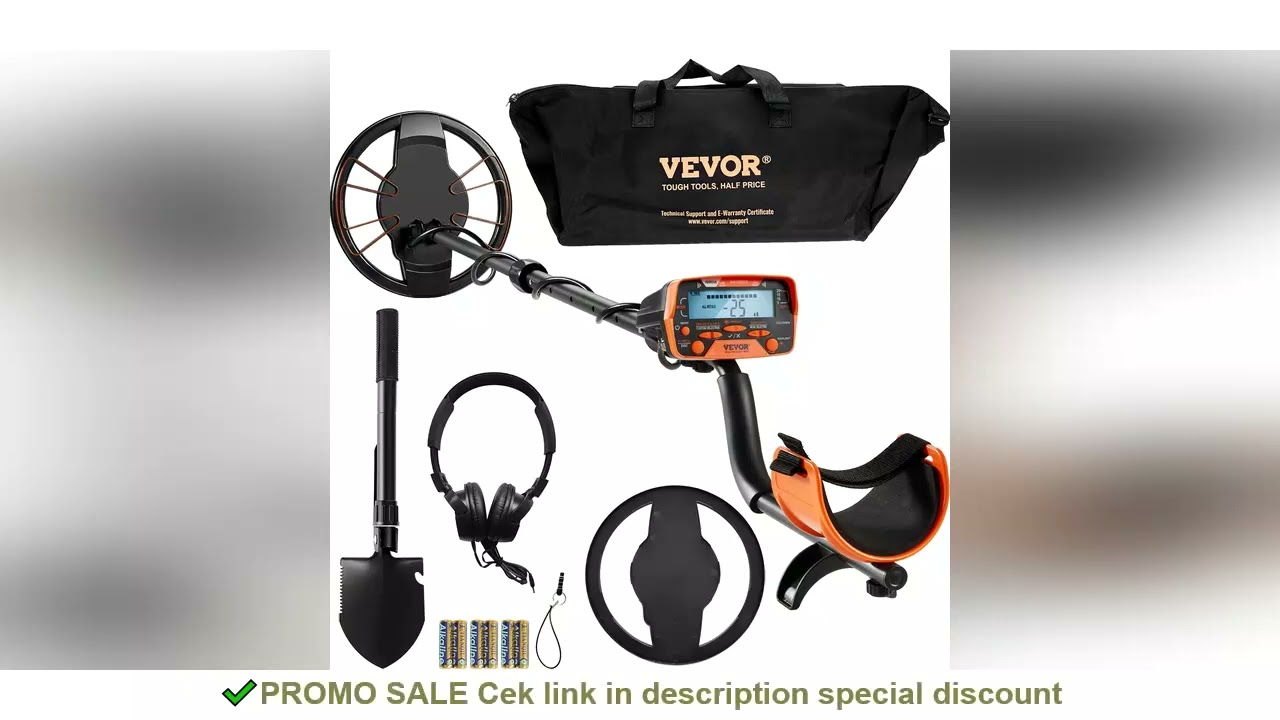 VEVOR Metal Detector for Adults & Kids 10Inch Waterproof Search Coil with LCD Display 7 Modes Adjust