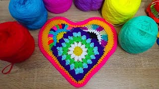 Corazón Dulce Amanecer Tejido a crochet de muchos colores