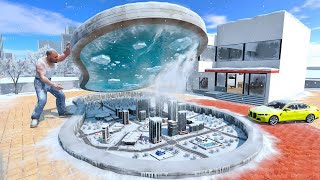 Giant Franklin Found Tiny Snow City Inside Swimming Pool - INDIAN BIKES DRIVING 3D 
