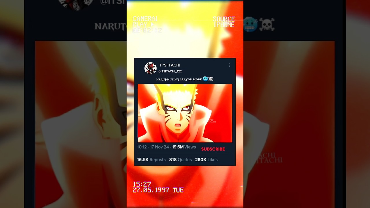 NARUTO USING BARYON MODE 🥶☠️ 