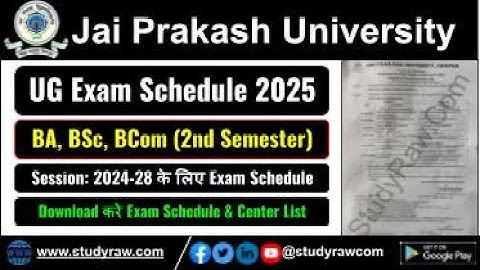 JPU BA BSc BCom 2nd Sem Exam Schedule Session 2024 28 Jai Prakash University UG Sem 2 Exam 2025