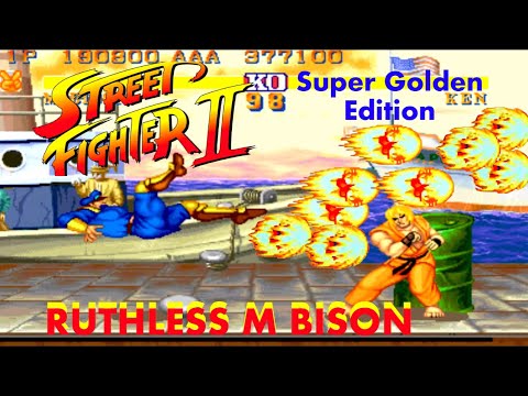 Ruthless M Bison in Street Fighter 2 Hack - Super Golden Edition - Hardest Level 7 Playthrough