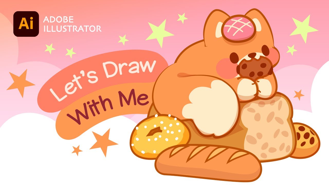 Drawing Cute Fox Bread  | Vector Art in Adobe Illustrator