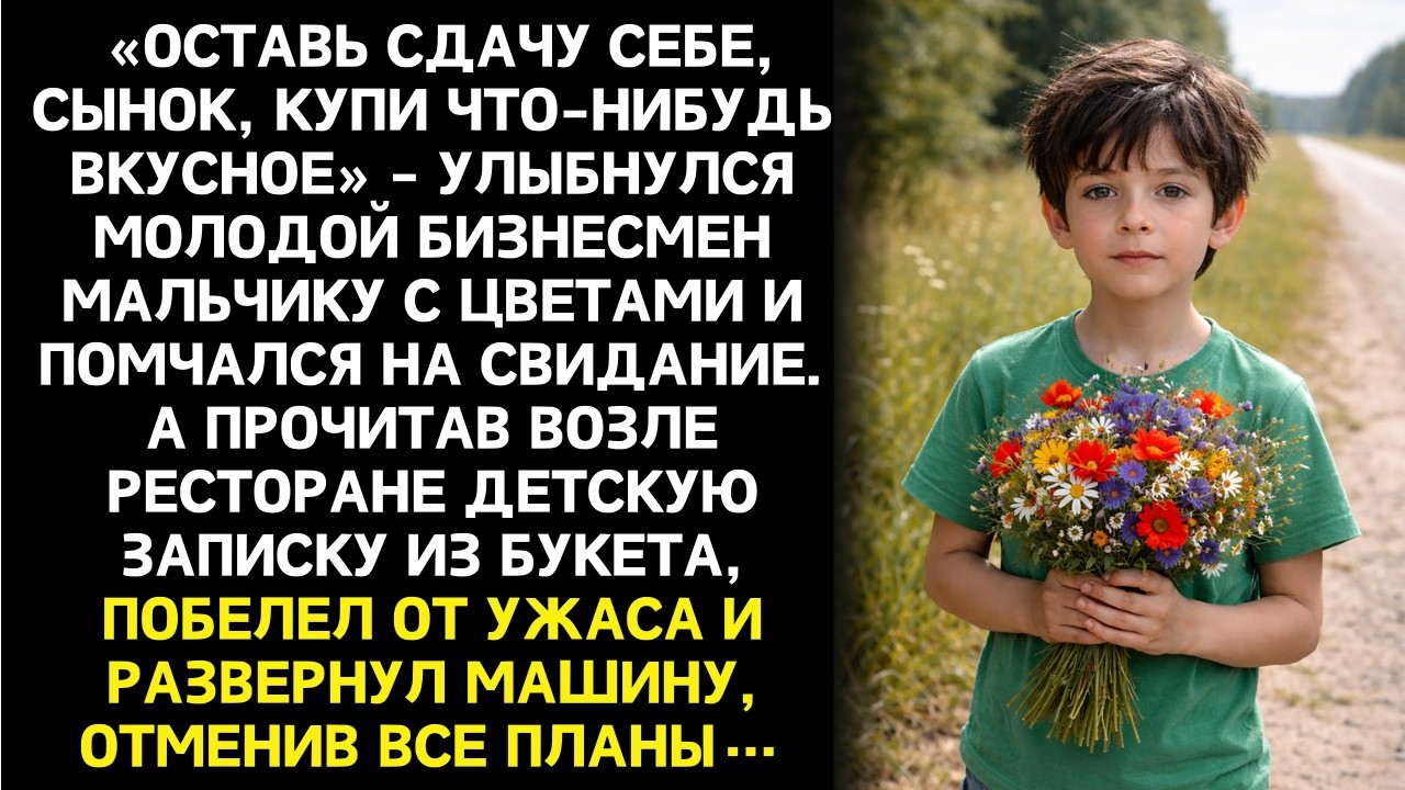 Купив цветы у мальчика на улице, парень обнаружил записку, а прочитав, ужаснулся и поехал в полицию