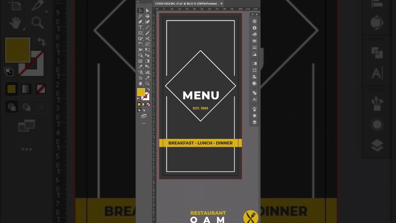 Menu card design in Adobe illustrator using free templates 