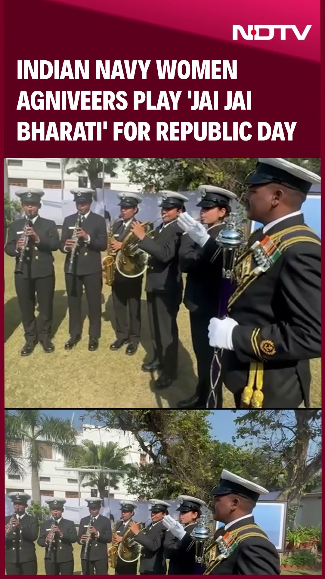 Indian Navy Women Agniveers Play ‘Jai Jai Bharati’ Tune Ahead Of 76th Republic Day Parade