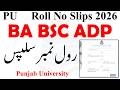 BA BSC ADP Annual 2026 Roll No Slips PU | ADP Exams 2026 Roll No Slips | BA BSC ADP Exams 2026 PU
