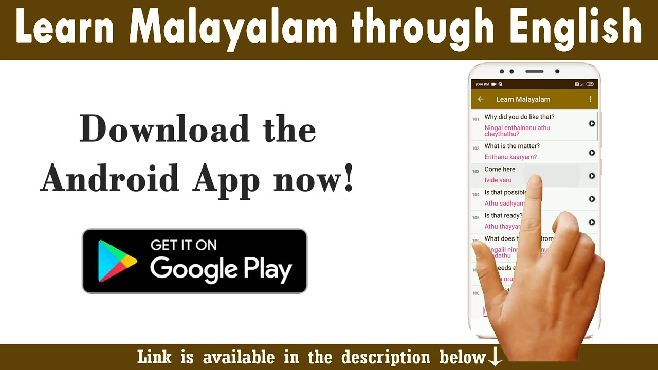 Learn Malayalam Through English Free Android App Youtube